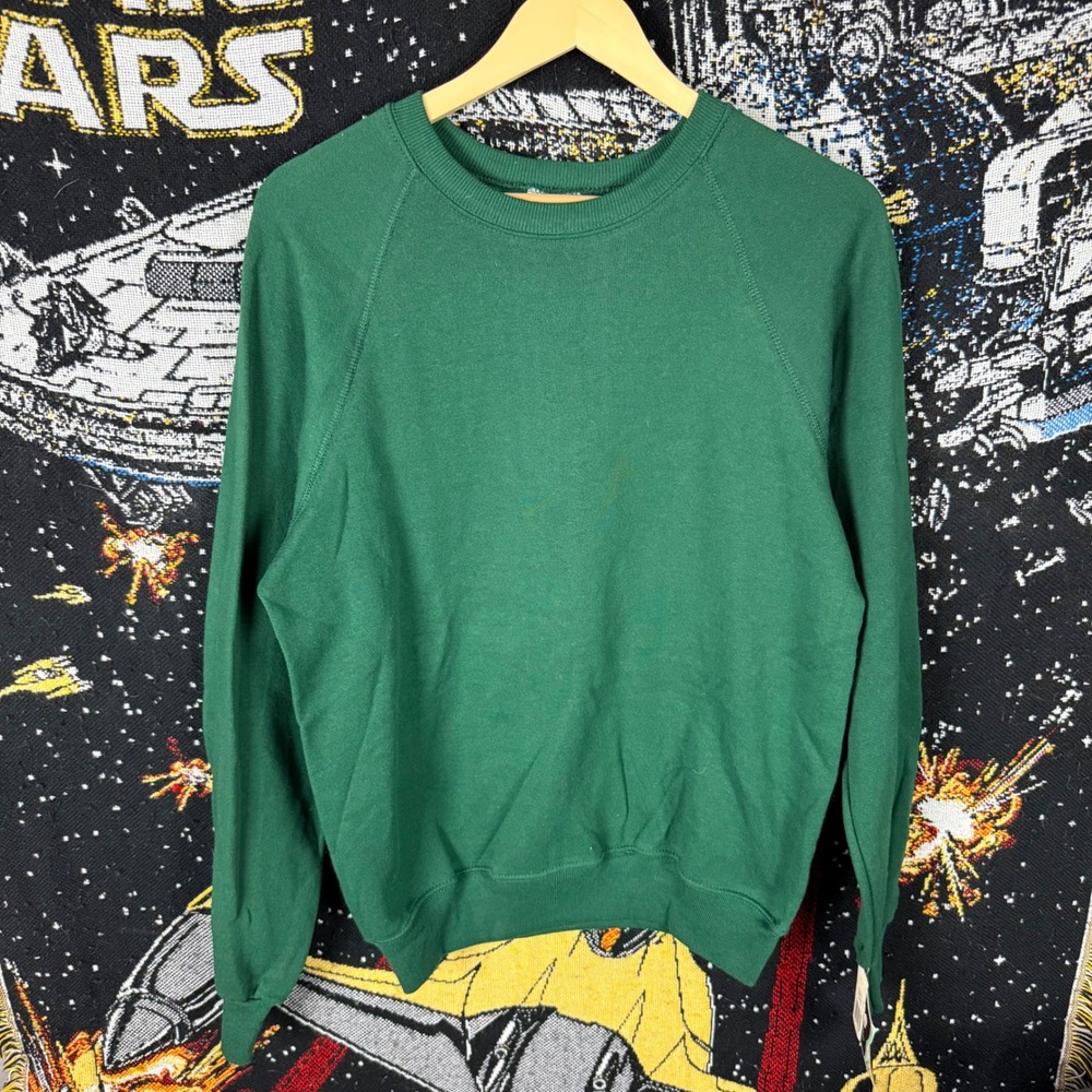 Vintage Lee Blank Crewneck Sweatshirt Hunter Green Made in USA NWT Large 83004